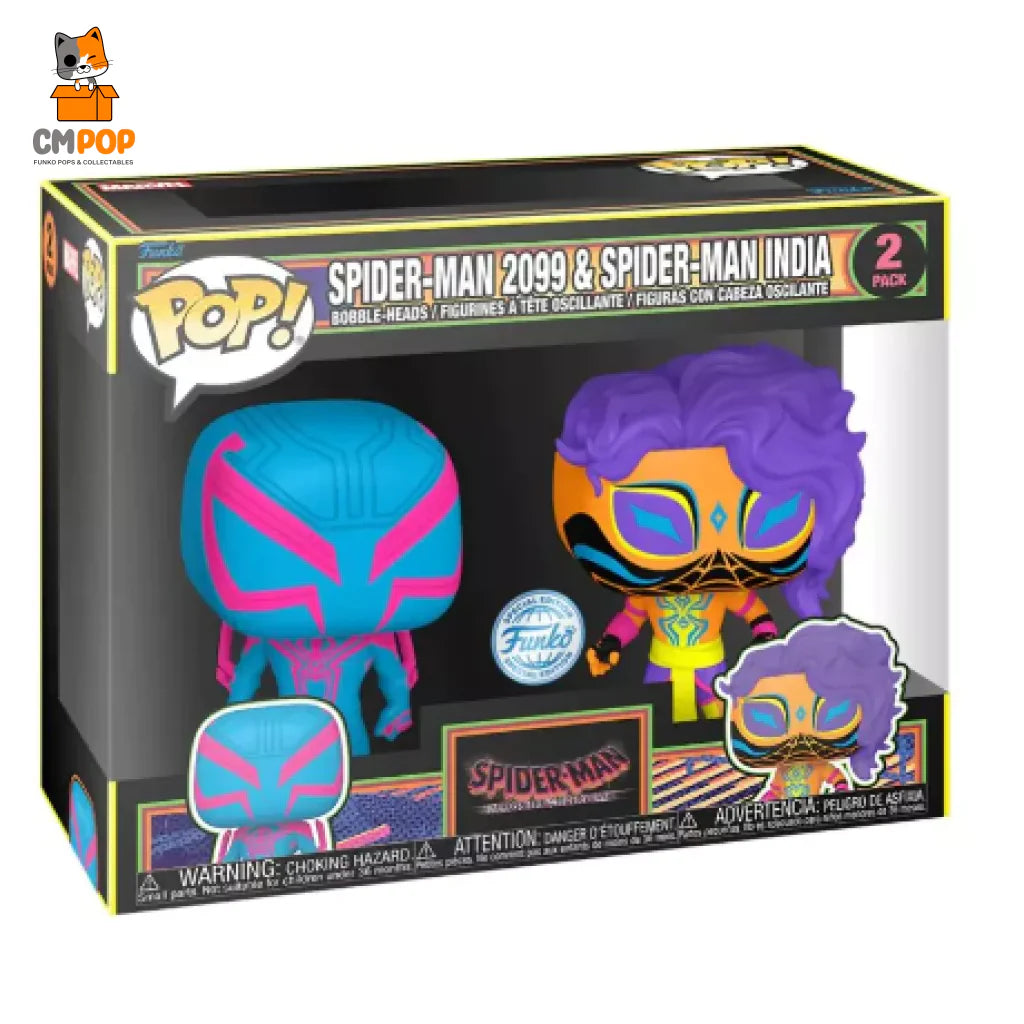 Spider-Man 2099 & Spider-Man India Black Light Funko POP! Vinyl 2-Pack