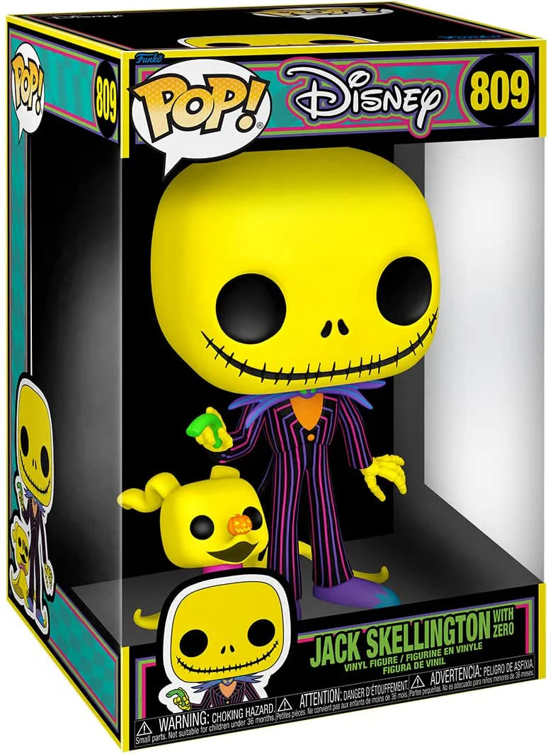 Nightmare Before Christmas: Jack Skellington w/ Zero Blacklight 10" Funko Jumbo POP! Vinyl