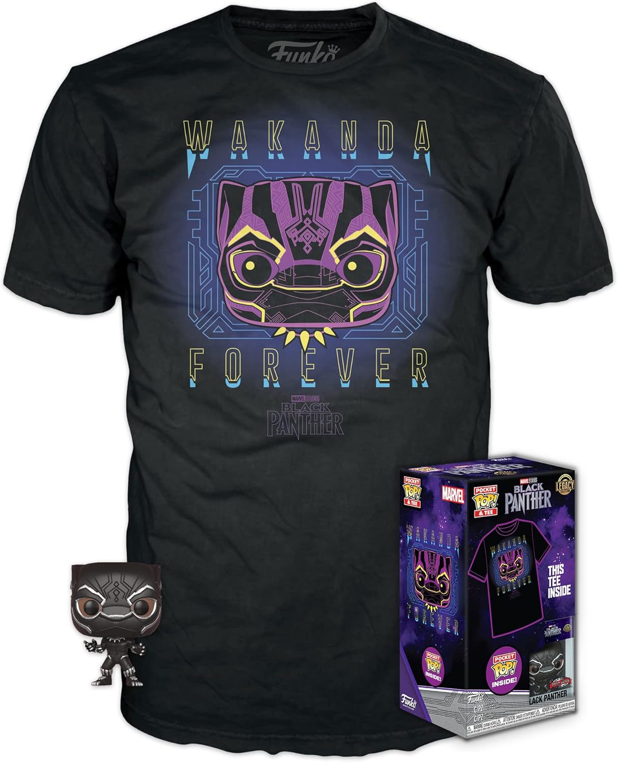 Black Panther Funko Pocket Pop! & Tee - Size Child L