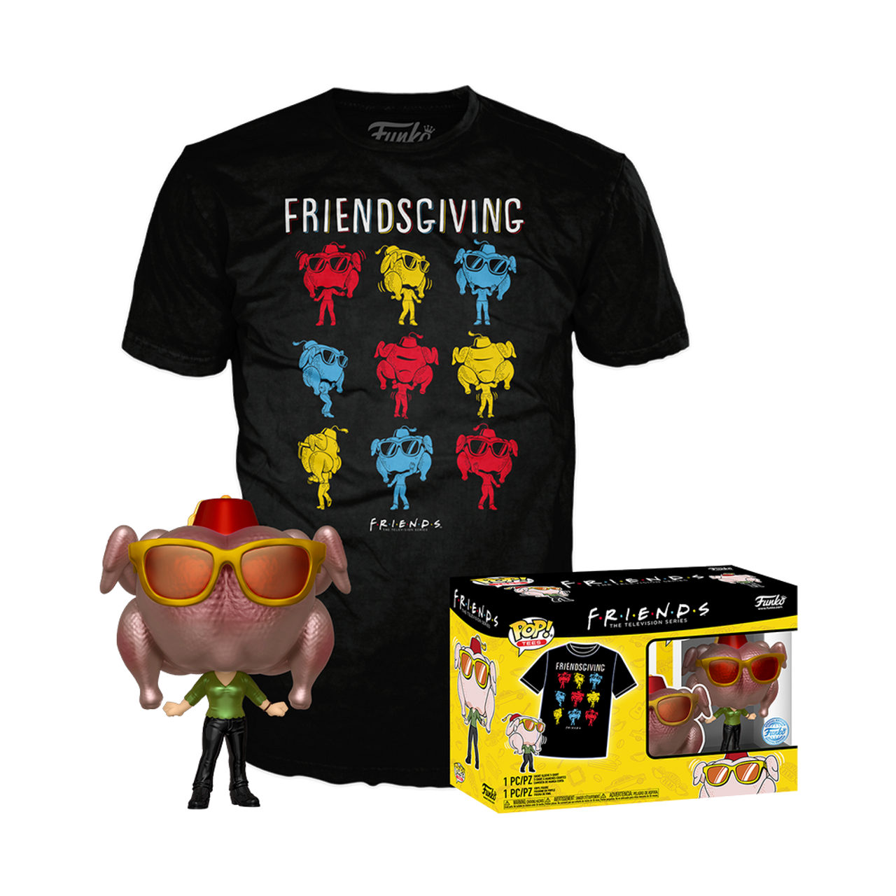 Friends: Monica w/ Turkey Head Friendsgiving Funko Pop! & Tee (Size LARGE)