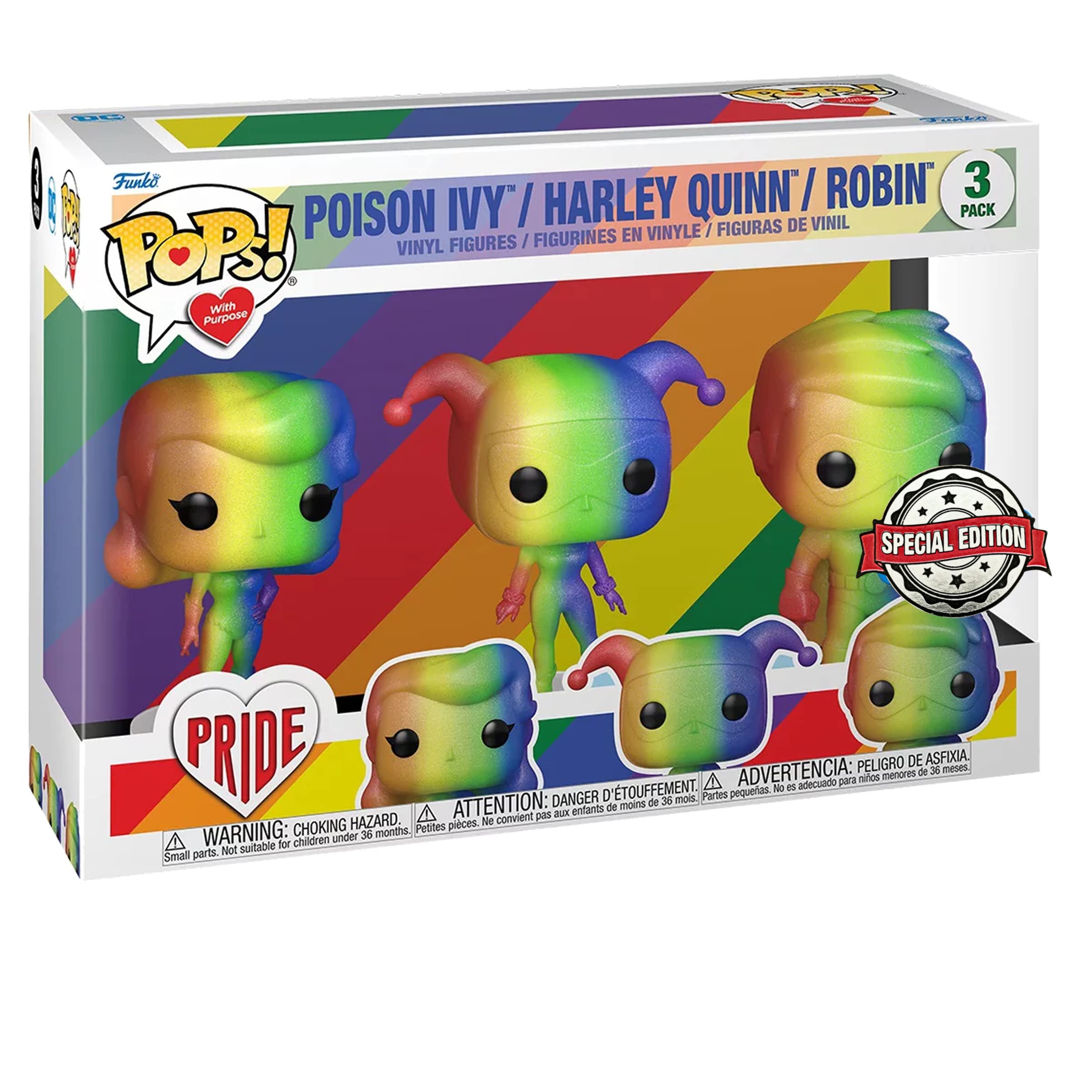 DC Pride 3-Pack (Harley Quinn, Poison Ivy, Robin) Funko POP! Vinyl