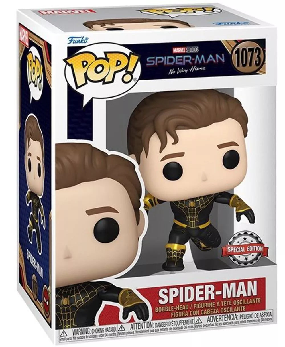 Spider-Man No Way Home: Spider-Man (Unmasked, Black & Gold Suit) w/ Chase Funko POP! Vinyl